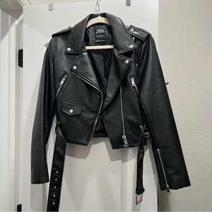 Zara Crop Faux Leather Jacket